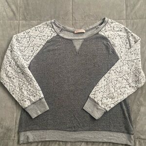 Philosophy Gray and White Lace Sweatshirt